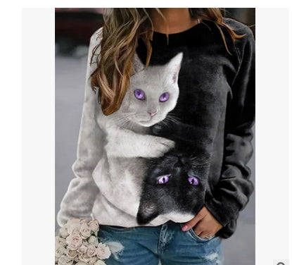 Amazon Aliexpress Wish European And American Hot Style Printed Round Neck Long-Sleeved Pullover Sweater Women