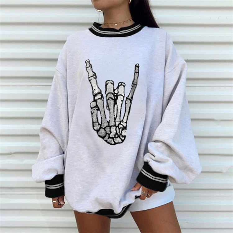 Black bone hand fashion ladies sweater