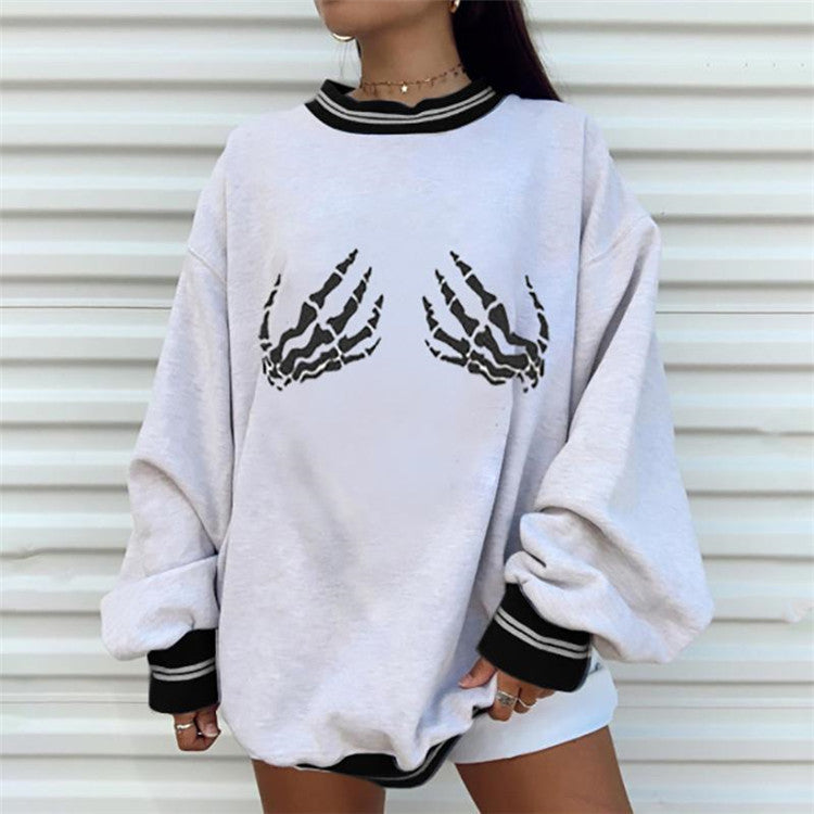 Black bone hand fashion ladies sweater